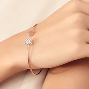 Crystal Double Heart Cuff Opening Bracelet 10E-J015
